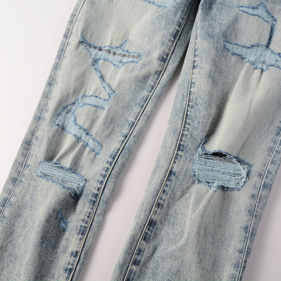 Purple Light Blue Patch Jeans