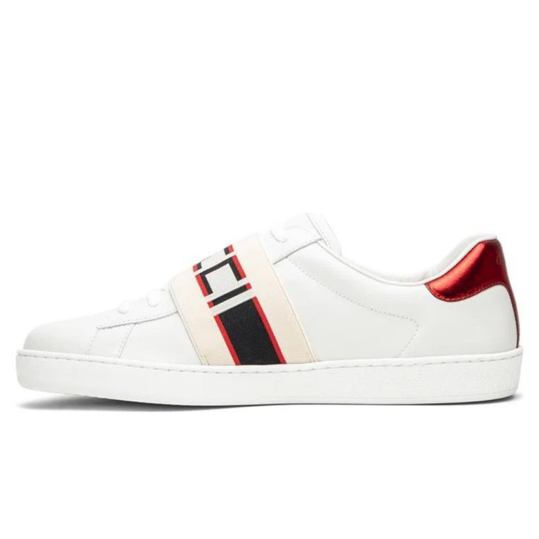 Stripe Leather White Red Black