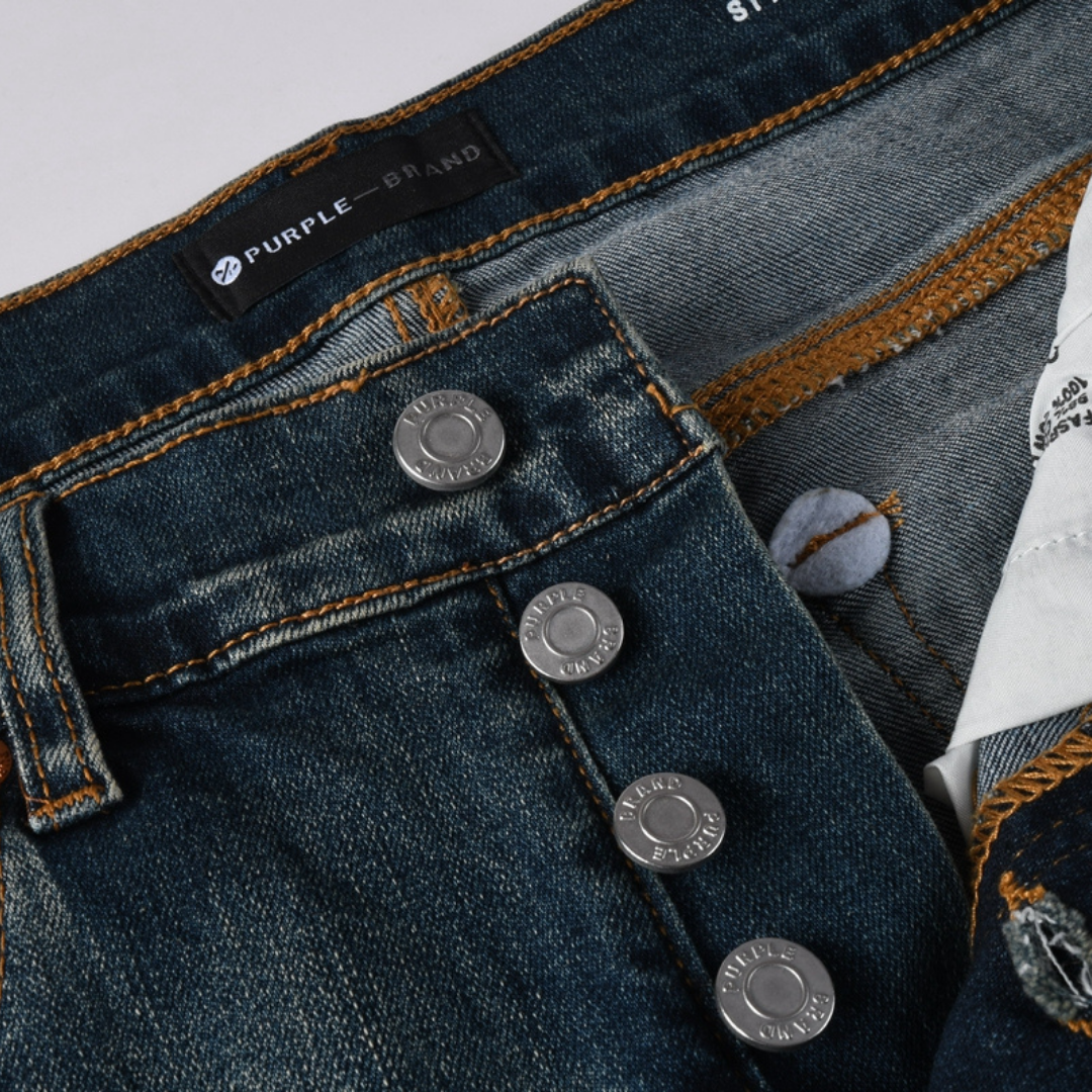 Purple Red Distressed Patch Jeans