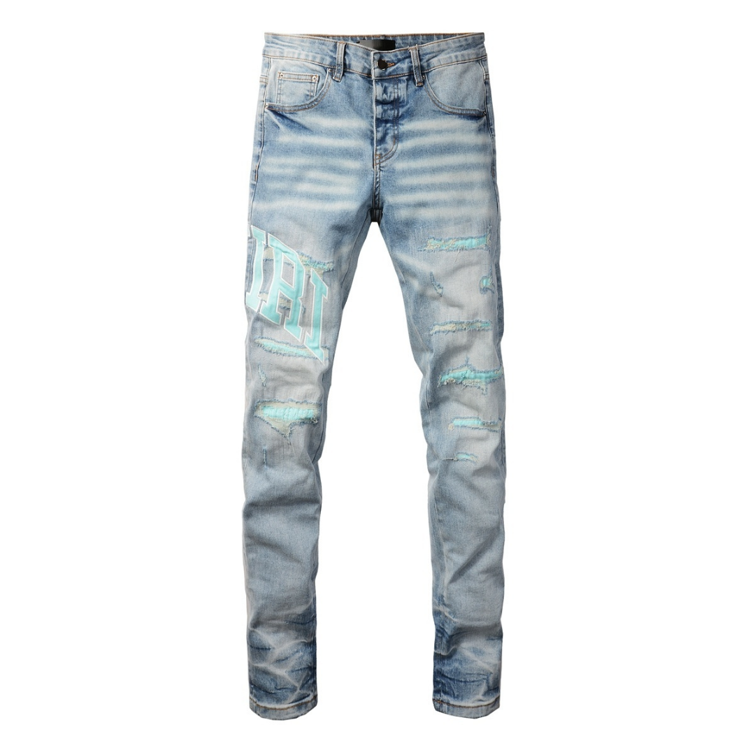 Amr Light Blue Patch Jeans