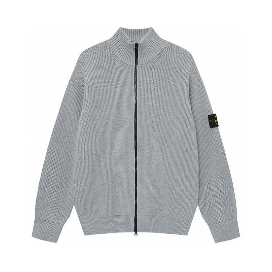 Stone Full Zip Sweater