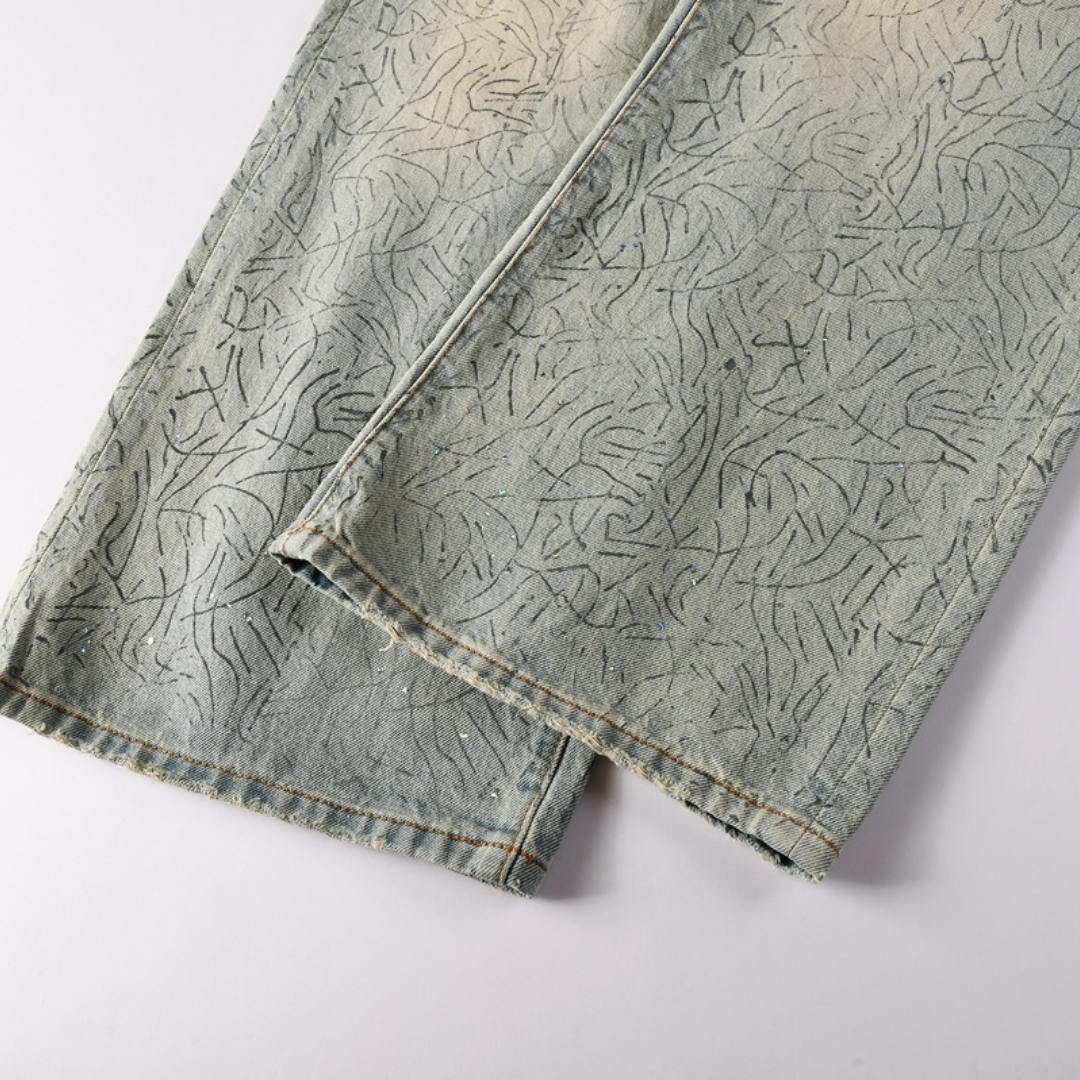 Purple Blue Distressed Jeans