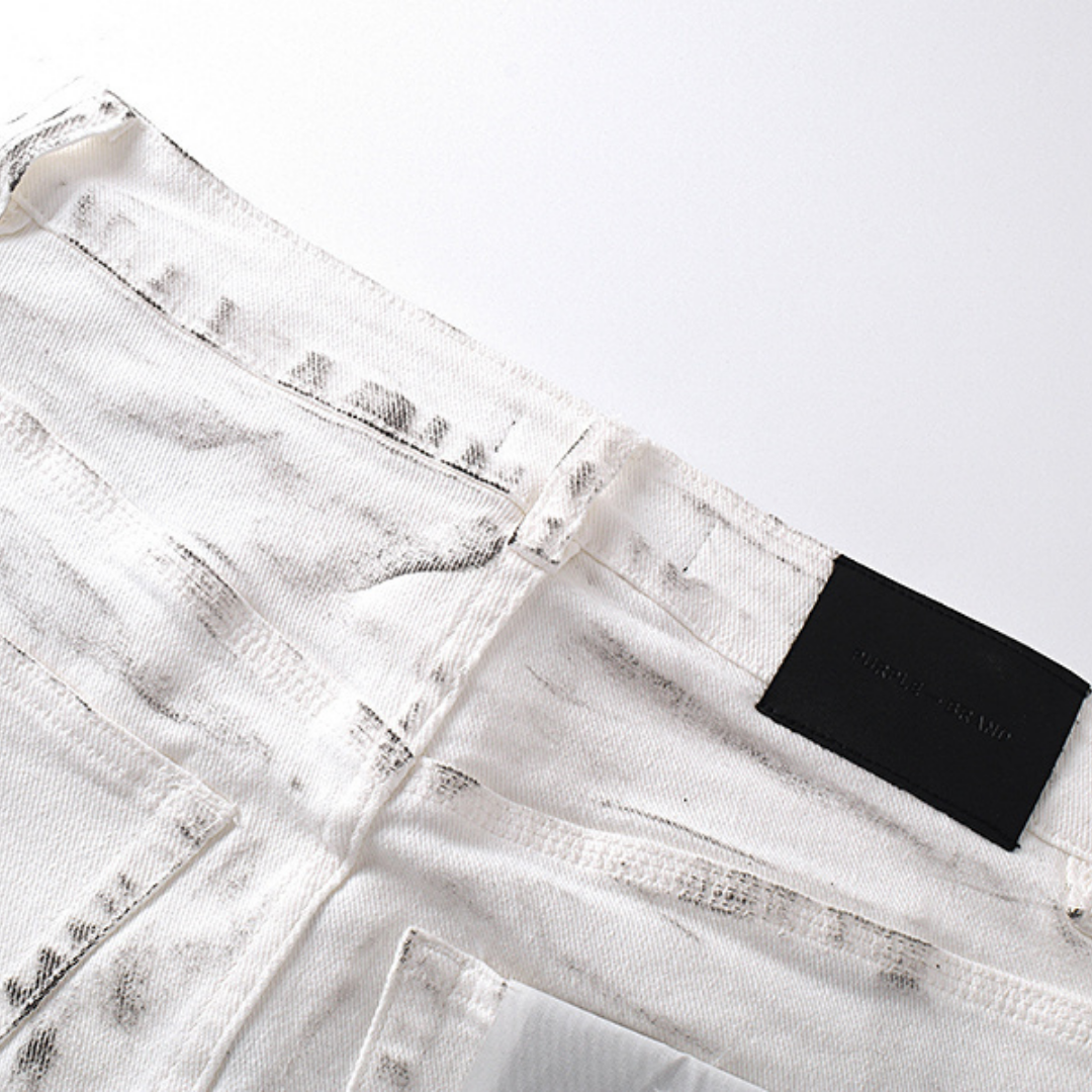 Purple White Distressed Jeans