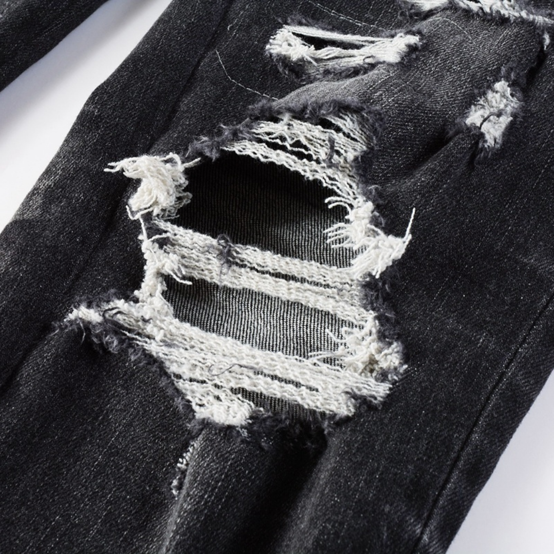 Amr Staggered Logo Black Jeans