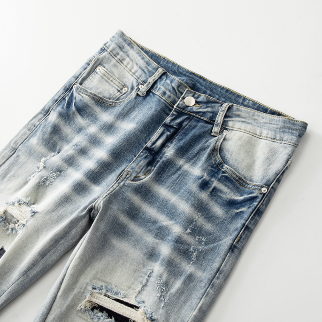 Amr Logo Ripped Patch Jeans