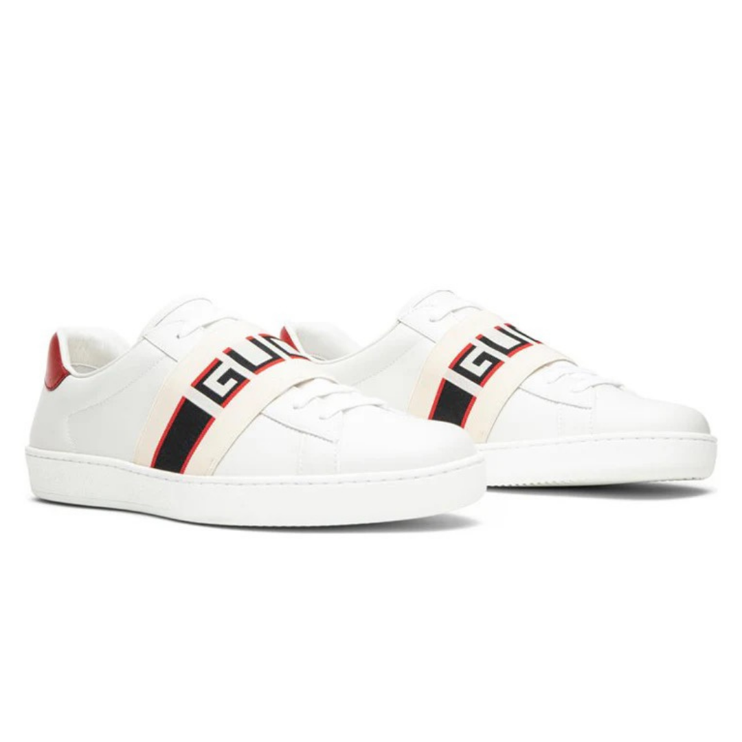 Stripe Leather White Red Black