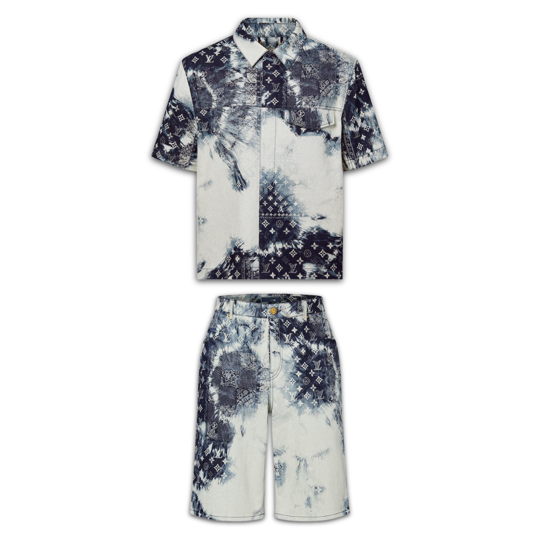 Monogram Denim Short Set