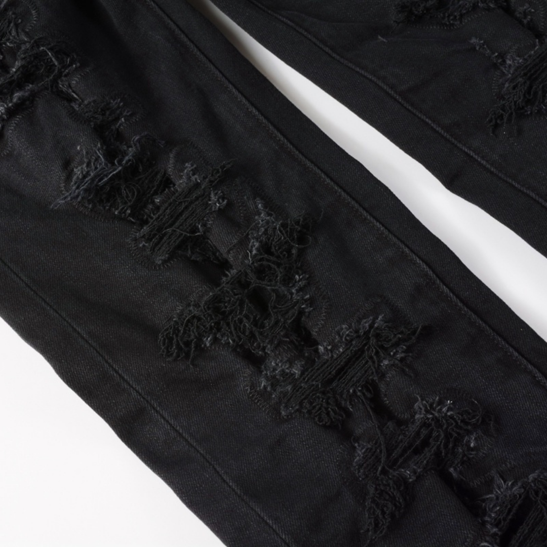 Purple Triple Ripped Black Jeans