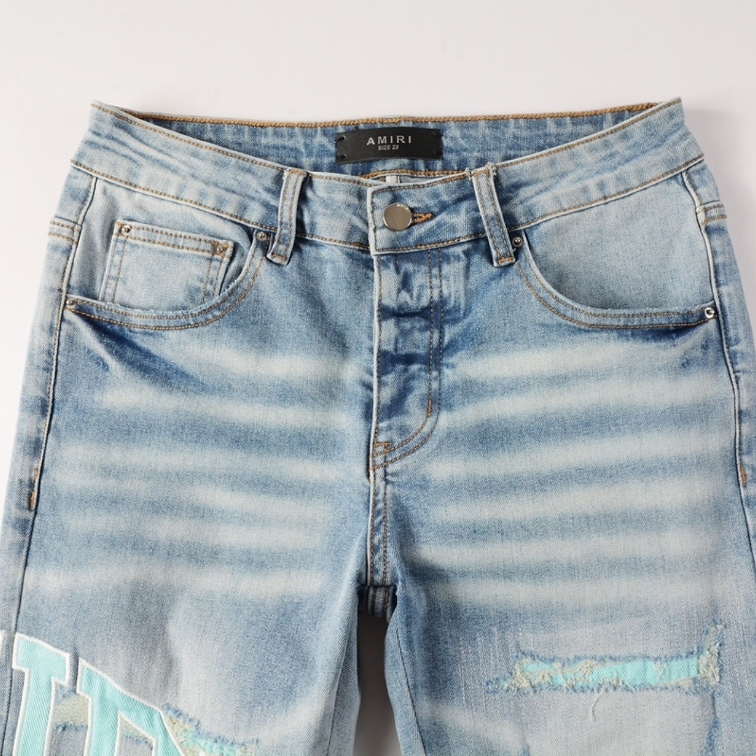 Amr Light Blue Patch Jeans