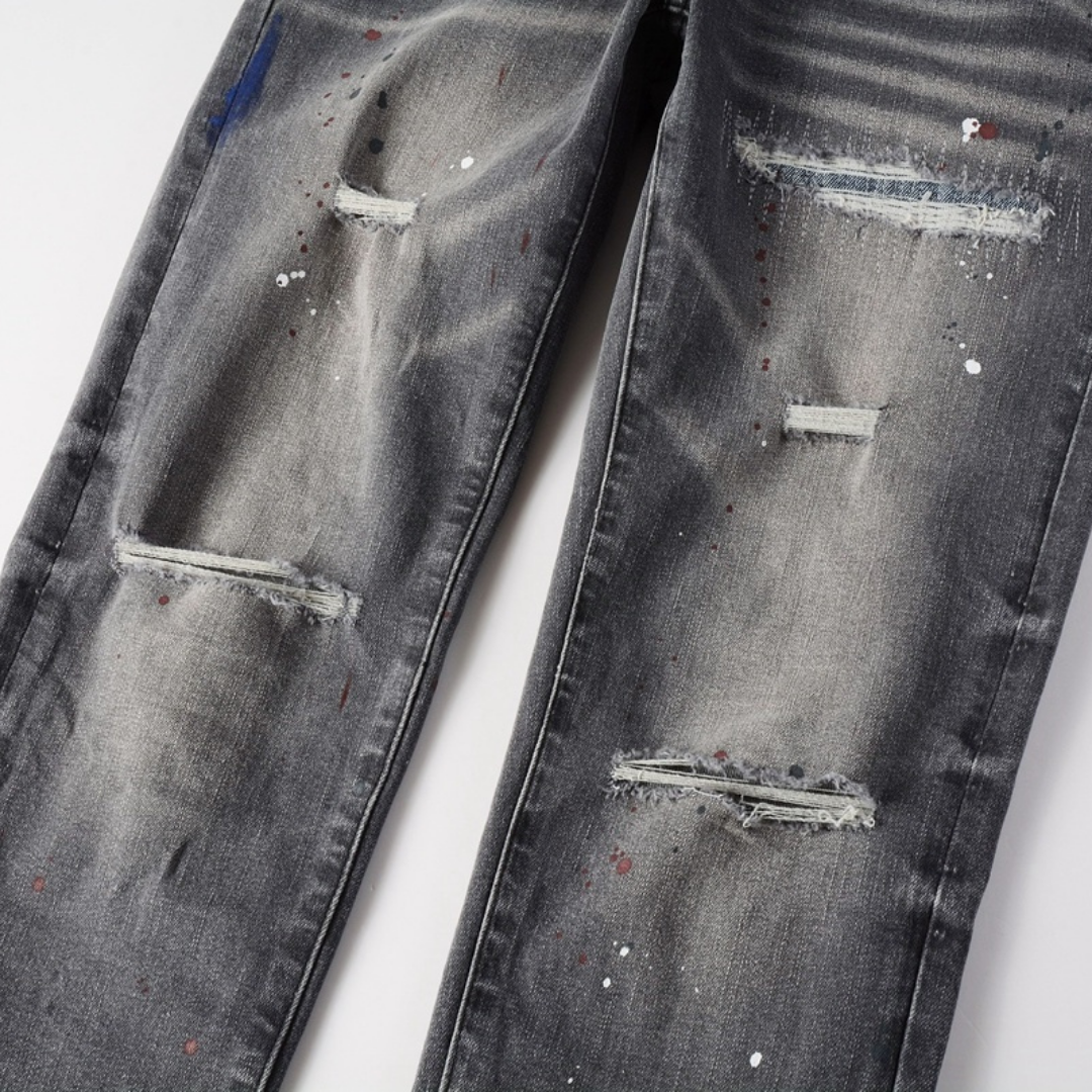 Purple Paint Grey Jeans