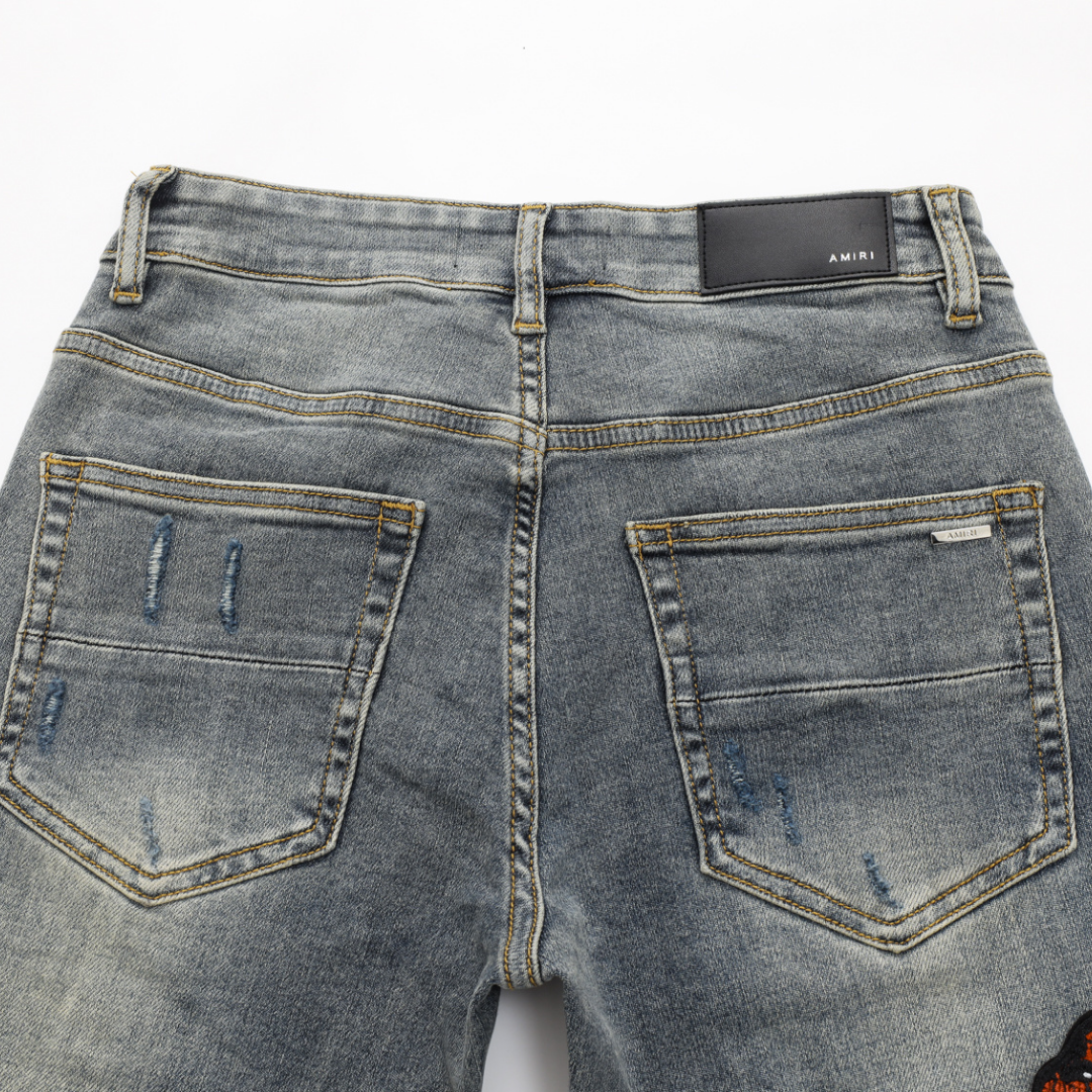 Amr Red Snake Grey Jeans