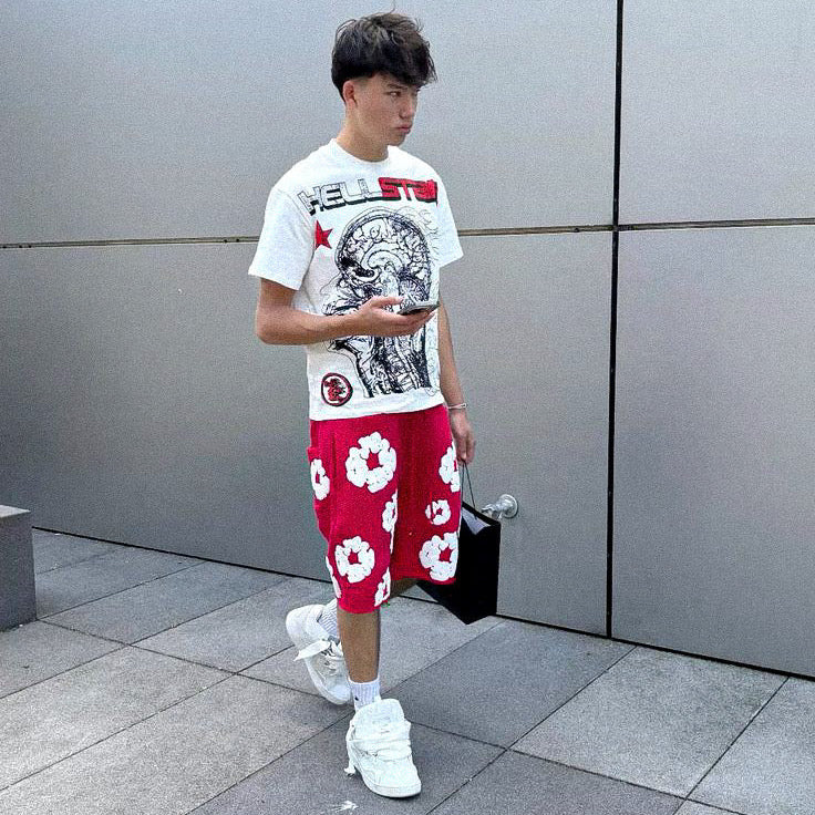 Denim Trs Red Shorts