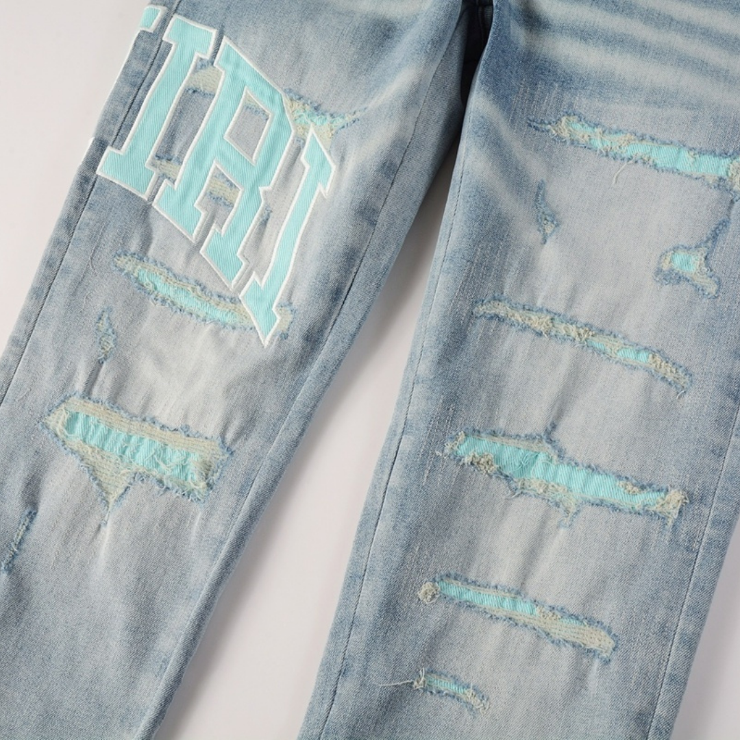 Amr Light Blue Patch Jeans
