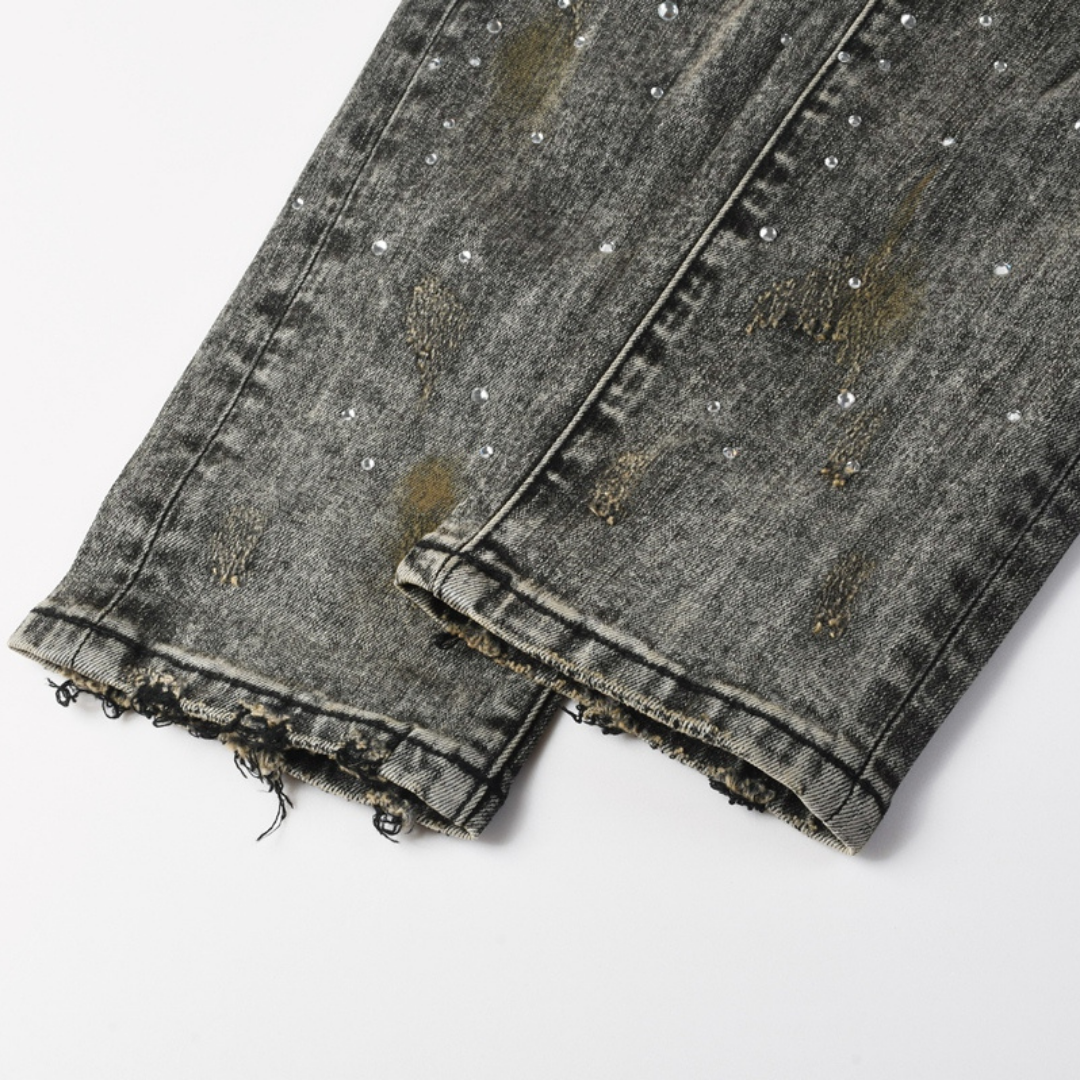 Purple Diamonds Grey Jeans