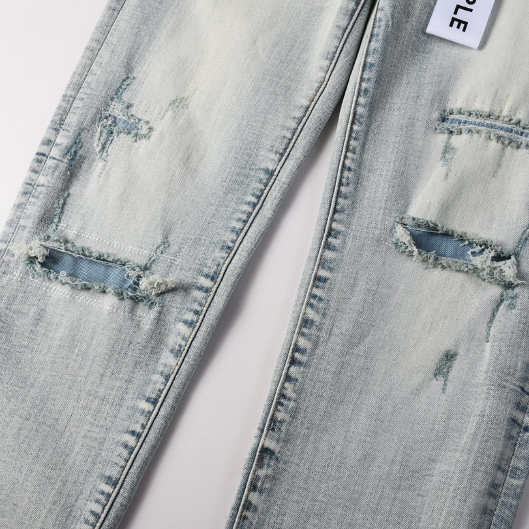 Purple Light Blue Ripped Jeans