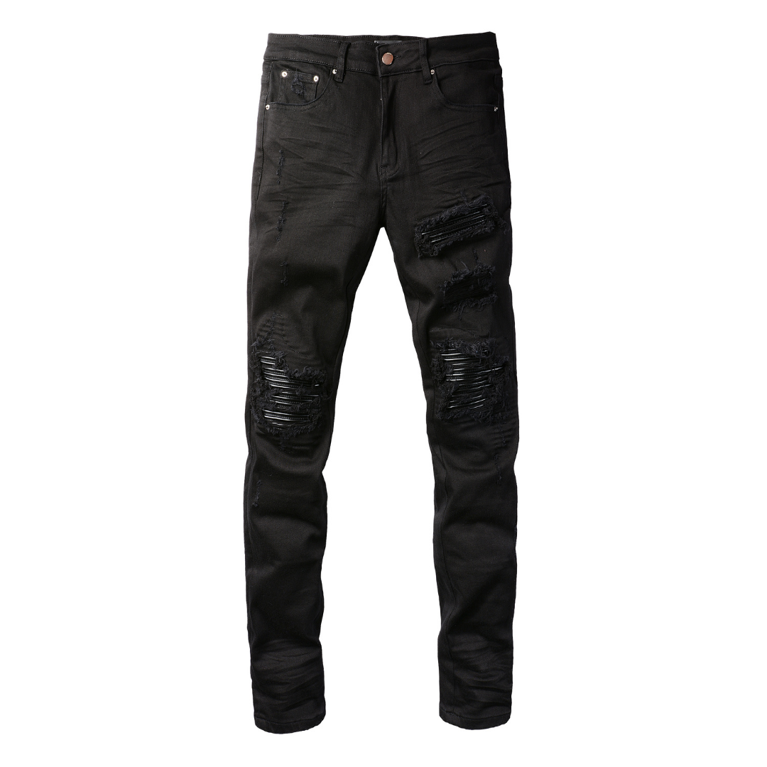 Amr Black Patch Jeans