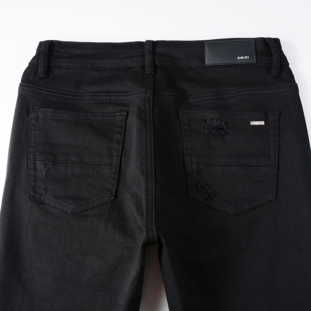 Amr Black Patch Jeans