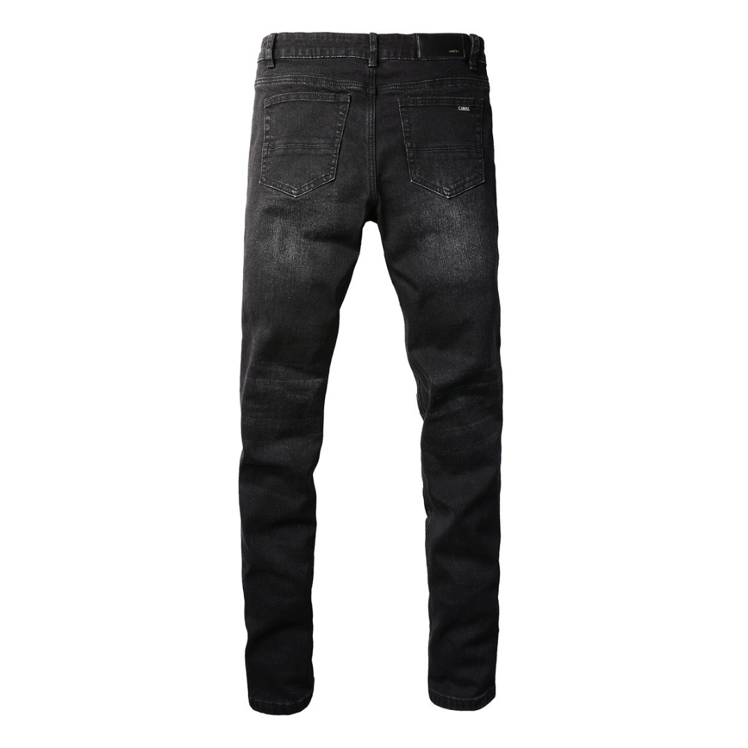Amr Ripped Patch Black Jeans